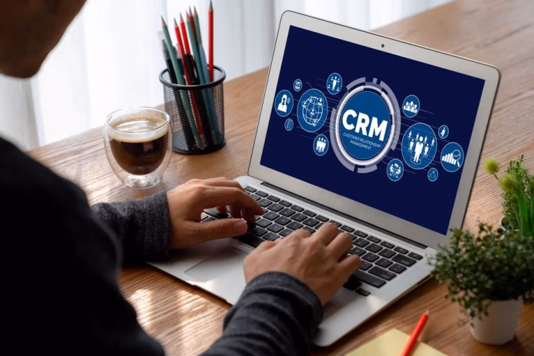 Customer relationship management system on modish computer for CRM business and enterprise