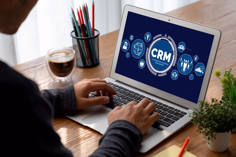 Customer relationship management system on modish computer for CRM business and enterprise